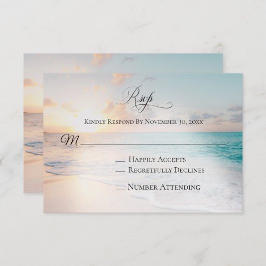 *~* Nautical Exotic Ocean Beach Wedding RSVP (Voorkant / Achterkant)