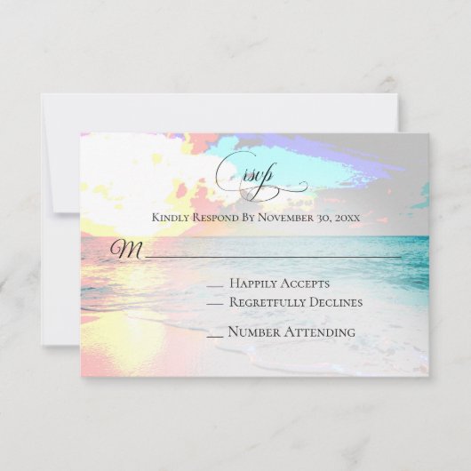 ** Nautical Exotic Ocean Beach Wedding RSVP Kaartje (Voorkant)