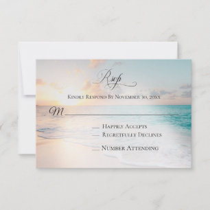 *~* Nautical Exotic Ocean Beach Wedding RSVP Kaartje