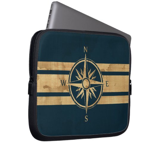 Nautical Explorer Compass Laptop Sleeve (Voorkant Rechts)