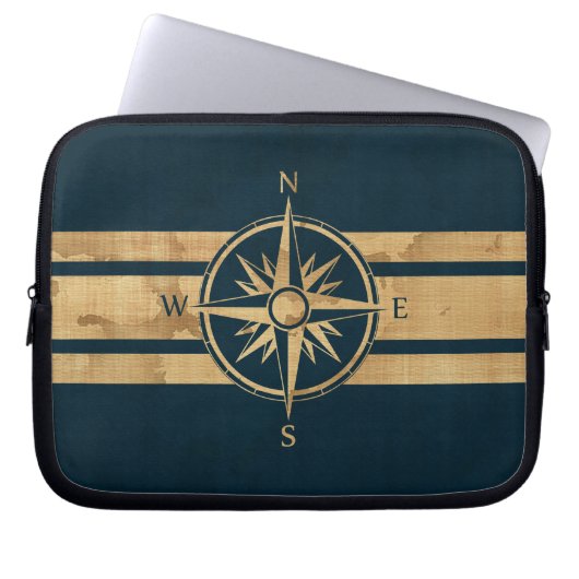 Nautical Explorer Compass Laptop Sleeve (Voorkant)