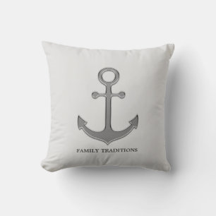 Nautical Family Anchor op Silver Grey Kussen