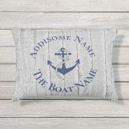 Nautical Family Boat Name Navy Anchor grawood A Buitenkussen