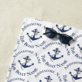 Nautical Family Boat Name Navy Anchor Grey wood Strandlaken (In situ)