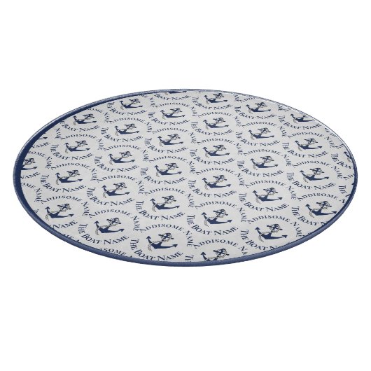 Nautical Family Boat Name Navy Anchor Snijplank (Hoek)