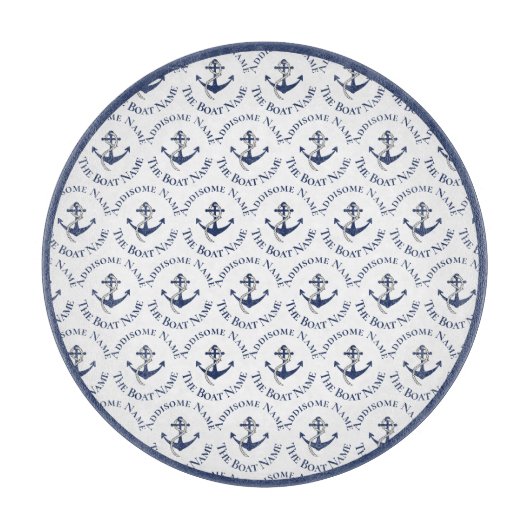 Nautical Family Boat Name Navy Anchor Snijplank (Voorkant)
