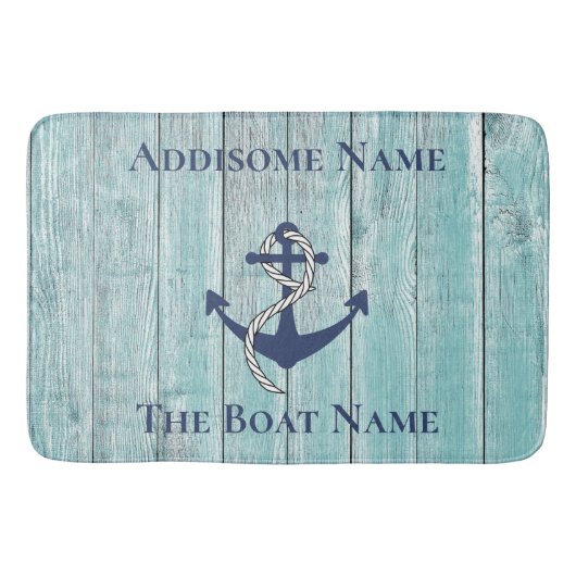 Nautical Family Boat Name Navy Anchor Table Lamp Badmat (Voorkant)