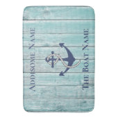 Nautical Family Boat Name Navy Anchor Table Lamp Badmat (Voorkant Verticaal)