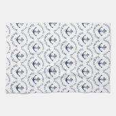 Nautical Family Boat Name Navy Anchor Theedoek (Horizontaal)