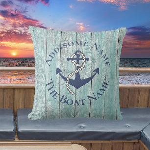 Nautical Family Boat Name Navy Anchor Throw Pill Buitenkussen