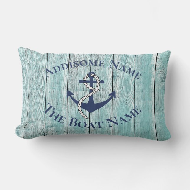 Nautical Family Boat Name Navy Anchor Throw Pill Kussen (Voorkant)
