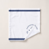 Nautical Family Boat Name Navy Blue Anchor Bad Handdoek (Wasdoekje)