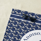 Nautical Family Boat Name Navy Blue Anchor White Strandlaken (In situ)