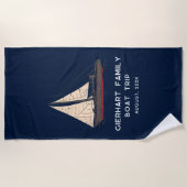 Nautical Family Boat Trip Sailing Swag Strandlaken (Voorkant)