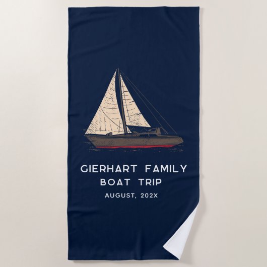 Nautical Family Boat Trip Sailing Swag Strandlaken (Voorkant)