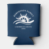 Nautical Family Cruise Schip Wiel Navy Blauw Blikjeskoeler (Voorkant)