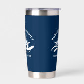 Nautical Family Cruise Schip Wiel Navy Blauw Geïsoleerde Drinkbeker (Links)