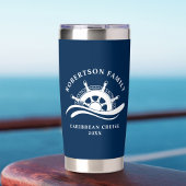 Nautical Family Cruise Schip Wiel Navy Blauw Geïsoleerde Drinkbeker