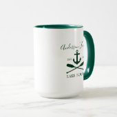 Nautical Family Lake House Anchor Oars Groen Groot Mok (Voorkant rechts)