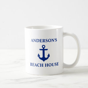 Nautical Family Name Beach House Anchor Koffiemok