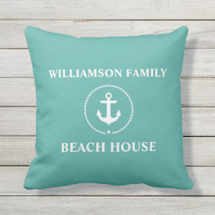 Nautical Family Name Beach House Buitenkussen