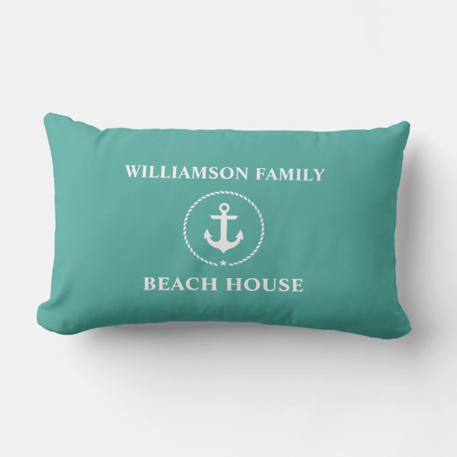Nautical Family Name Beach House Kussen (Voorkant)