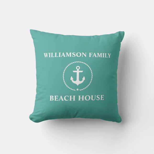 Nautical Family Name Beach House Kussen (Voorkant)
