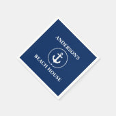 Nautical Family Name Beach House Navy Blue Servet (Hoek)