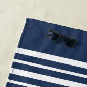 Nautical Family Name Beach House Navy Blue White Strandlaken (In situ)