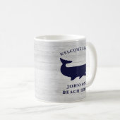 Nautical Family Name Beach House Whale Navy Blue Koffiemok (Voorkant rechts)