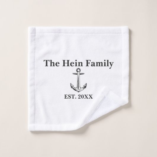 Nautical Family Name White Bad Handdoek (Wasdoekje)
