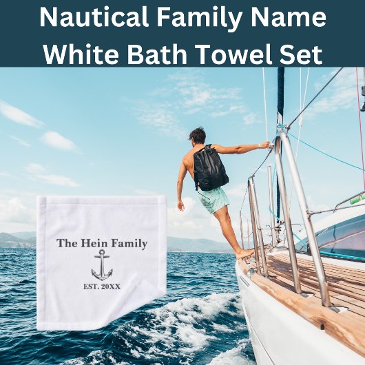 Nautical Family Name White Bad Handdoek