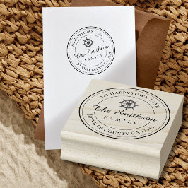 Nautical Family Retour Adres Wood Art Stamp Rubberstempel