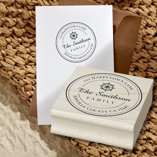 Nautical Family Retour Adres Wood Art Stamp Rubberstempel