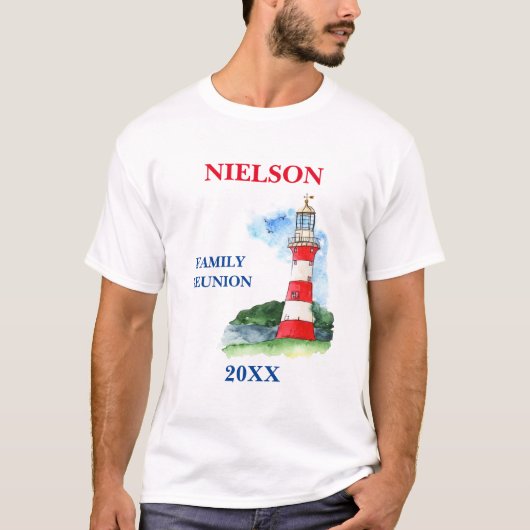 Nautical Family reünie t-shirt met vuurtoren (Voorkant)