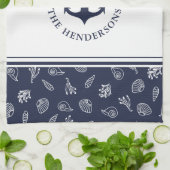 Nautical Family White Navy Blue Anchor Theedoek (Gevouwen)