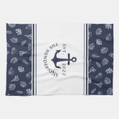 Nautical Family White Navy Blue Anchor Theedoek (Horizontaal)