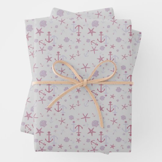 Nautical Fantasy - Grey Inpakpapier Vel (In situ)