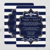 Nautical, FAUX Burlap Stripes Wedding 2 Kaart (Voorkant / Achterkant)