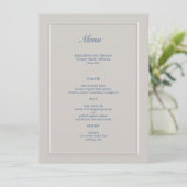 Nautical Faux Embossed Blue Modern Classic Wedding Menu