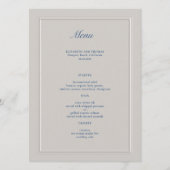 Nautical Faux Embossed Blue Modern Classic Wedding Menu