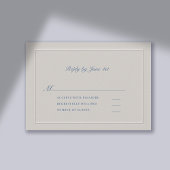 Nautical Faux Embossed Blue Modern Classic Wedding RSVP Kaartje