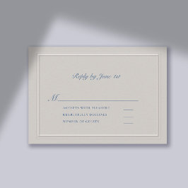 Nautical Faux Embossed Blue Modern Classic Wedding RSVP Kaartje
