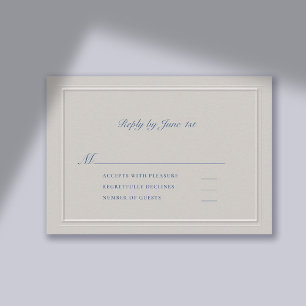 Nautical Faux Embossed Blue Modern Classic Wedding RSVP Kaartje