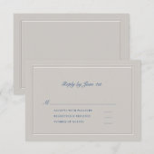 Nautical Faux Embossed Blue Modern Classic Wedding RSVP Kaartje (Voorkant / Achterkant)