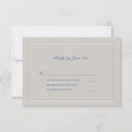 Nautical Faux Embossed Blue Modern Classic Wedding RSVP Kaartje
