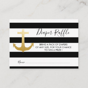 Nautical Faux Gold Foil Anchor Diaper Raffle Informatiekaartje