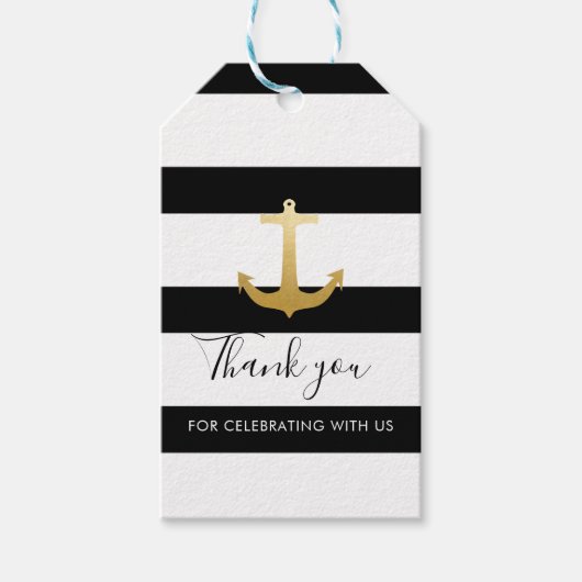 Nautical Faux Gouden Folie Anker | Dank u Cadeaulabel (Voorkant)
