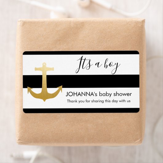 Nautical Faux Gouden Folie Anker Water Fles Favor Etiket (Insitu)