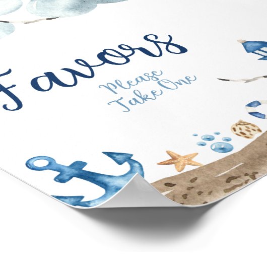 Nautical Favors Baby shower Sign Poster (Hoek)